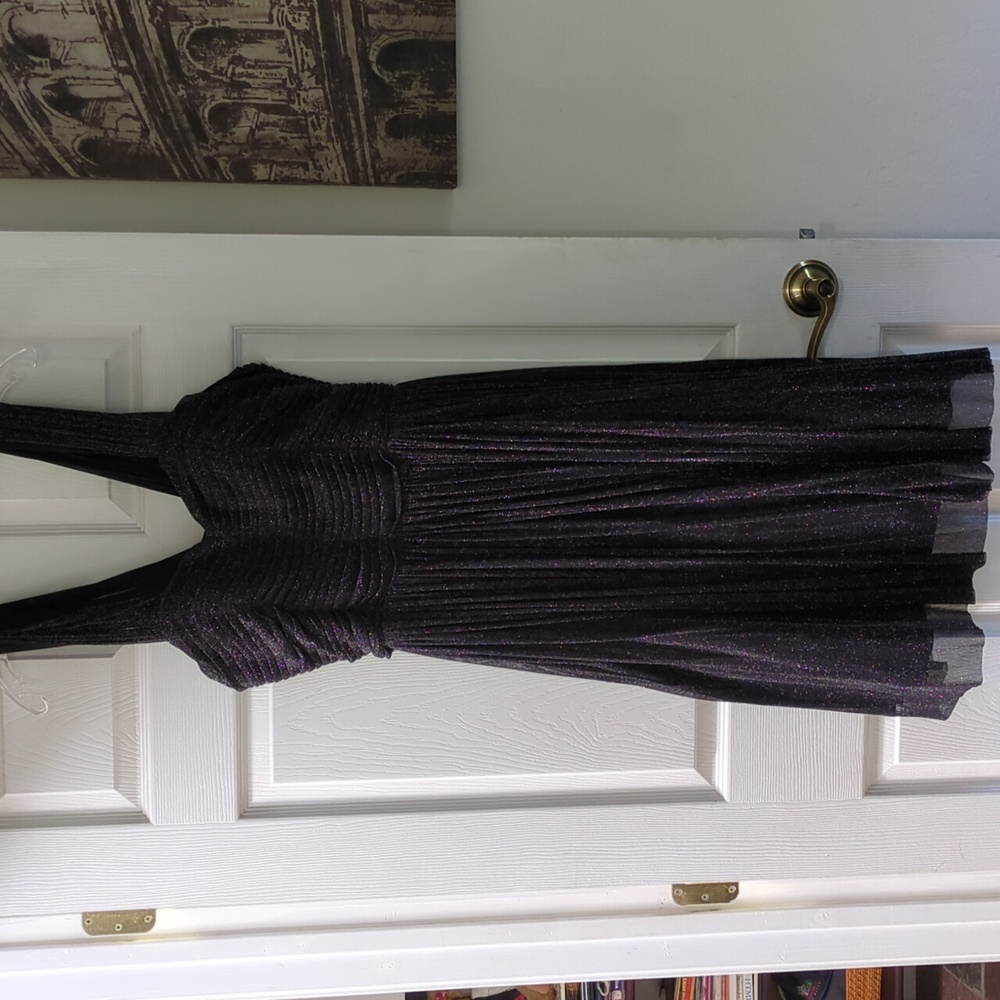Dress, size L (10/12) Black with Silver Metallic Detail